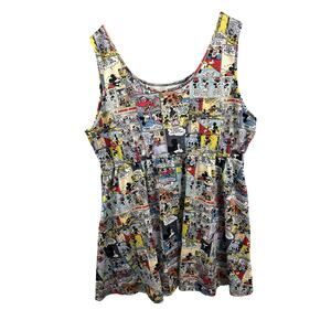 Disney Mickey Mouse Comic Print Dress 3X Plus Size Sleeveless Skater Style